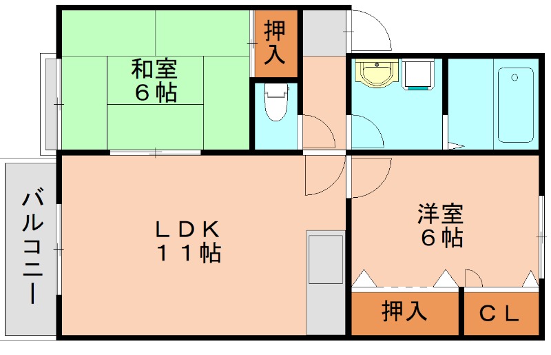 大野城市畑ケ坂のアパートの間取り