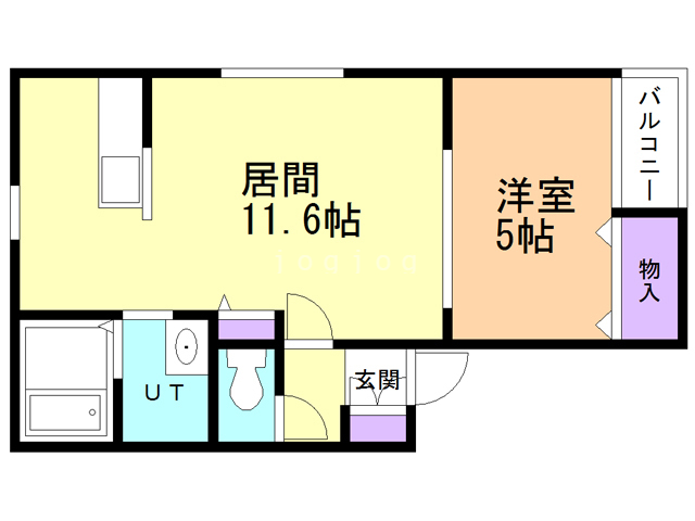 函館市本通のアパートの間取り