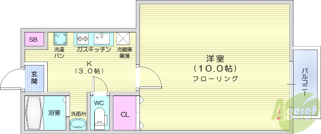 仙台市青葉区愛子中央のアパートの間取り