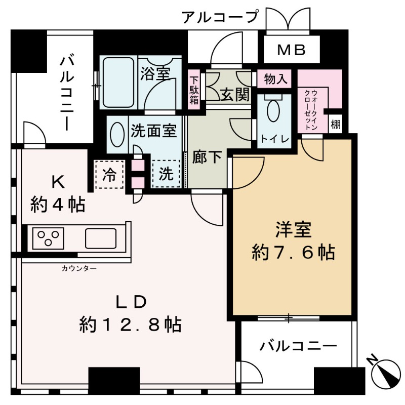 大阪市北区茶屋町のマンションの間取り