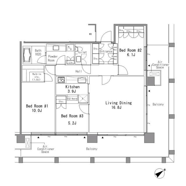 港区赤坂のマンションの間取り