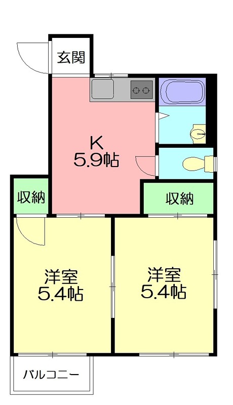 鎌倉市津西のアパートの間取り