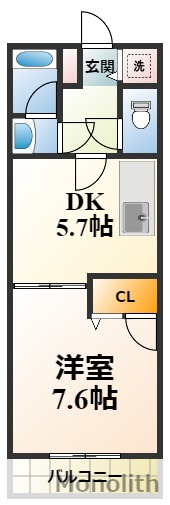 【堺市南区高倉台のアパートの間取り】