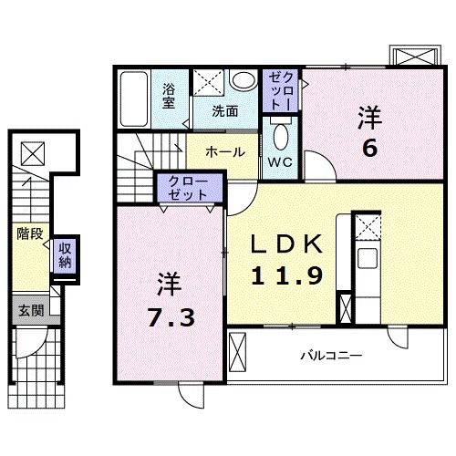 福山市瀬戸町大字山北のアパートの間取り