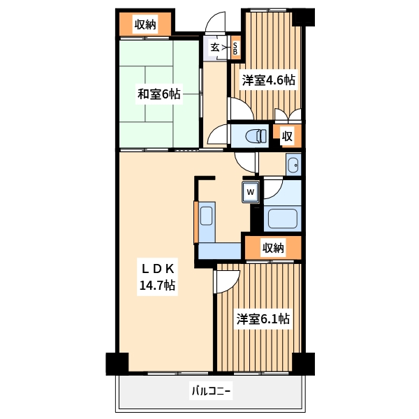 横浜市中区本牧宮原のマンションの間取り