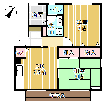 メゾンとなみ野Ｂ棟の間取り