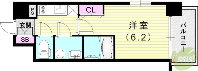 エスリード神戸兵庫駅アクアヴィラの間取り