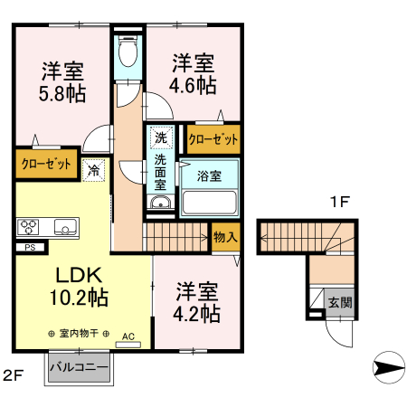 D-roomかすみ町Bの間取り