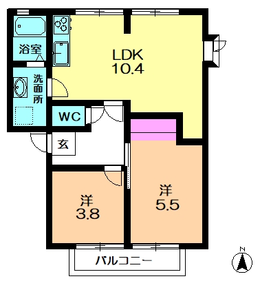 木津川市兜台のアパートの間取り