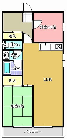 勝田コーポラスBの間取り