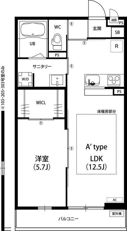 木更津市朝日のアパートの間取り