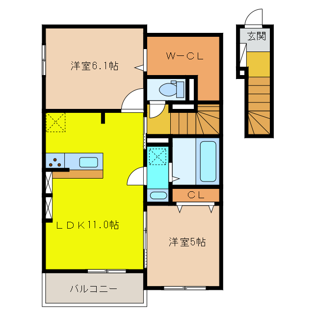 大垣市浅草のアパートの間取り