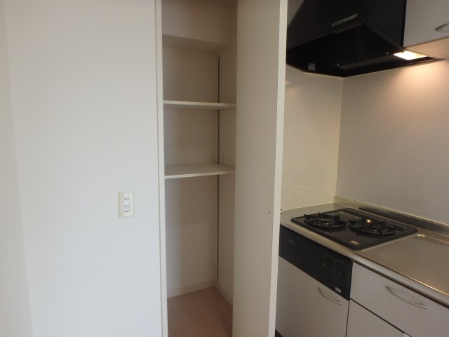 収納　キッチン横にも収納があるのでゴミ箱等隠し収納もできます♪