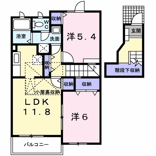 ＪＲ宇都宮線 宇都宮駅 バス乗車時間：12分 最寄りバス停で下車 徒歩2分 2階建 築28年の間取り写真