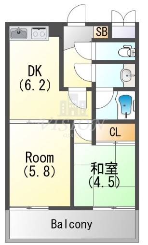 大阪市天王寺区清水谷町のマンションの間取り