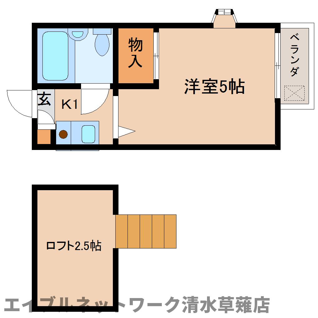 静岡市駿河区国吉田のアパートの間取り