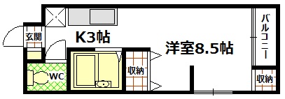 安芸郡海田町蟹原のマンションの間取り