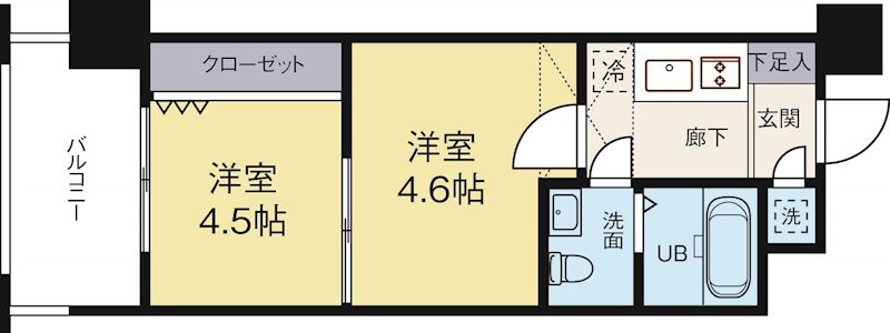 福岡市博多区住吉のマンションの間取り