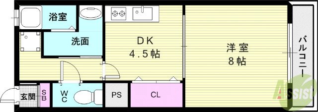 神戸市北区鈴蘭台東町のマンションの間取り