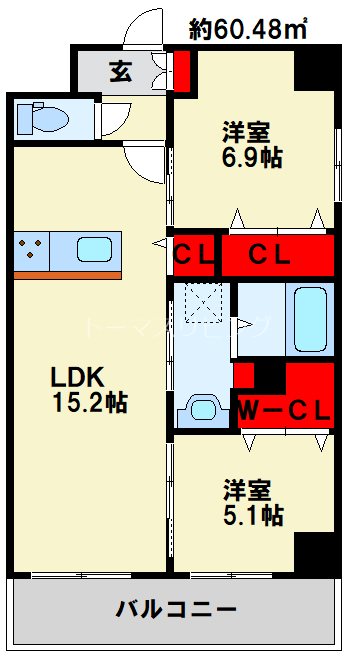 グランシャルール京町の間取り