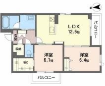 倉敷市鶴形のマンションの間取り