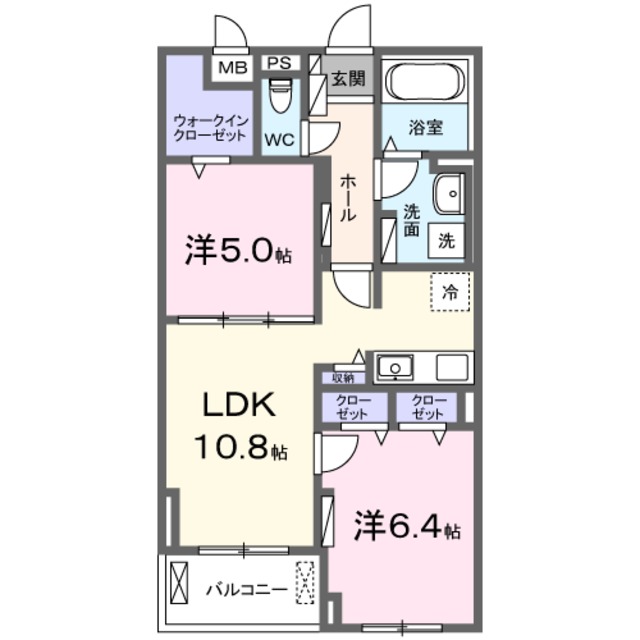 京都市左京区下鴨北芝町のマンションの間取り