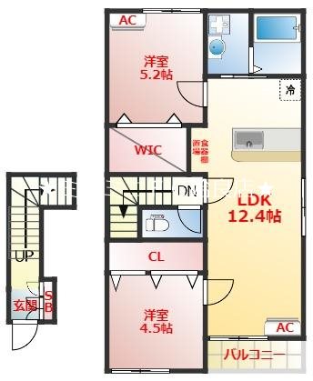 姶良市平松のアパートの間取り