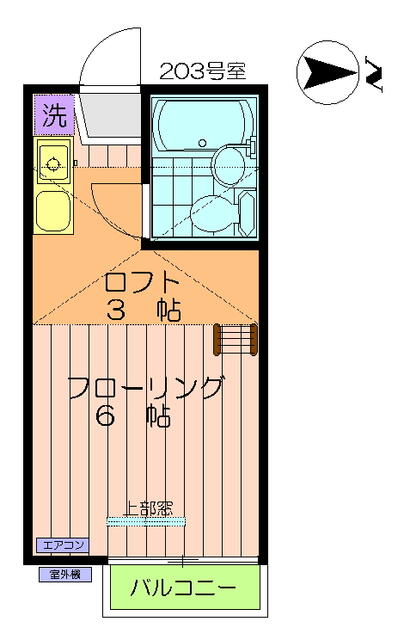 稲城市東長沼のアパートの間取り