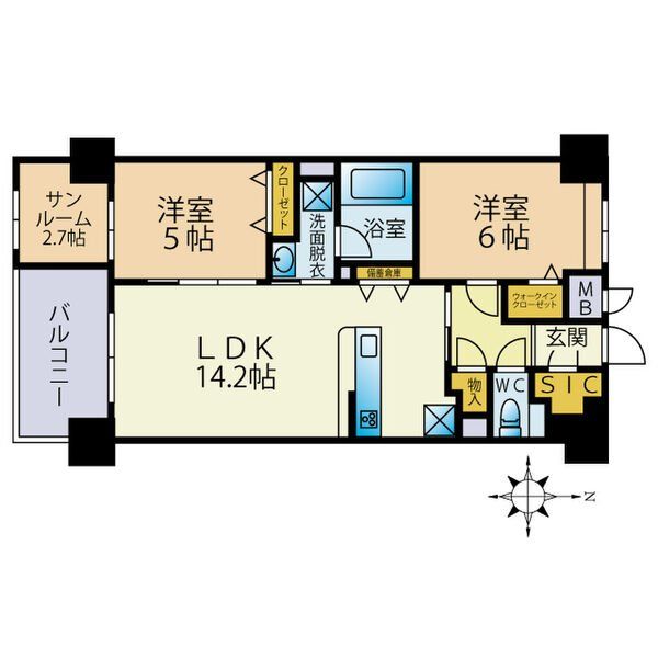 福岡市西区小戸のマンションの間取り