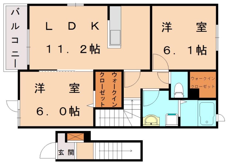 宗像市光岡のアパートの間取り