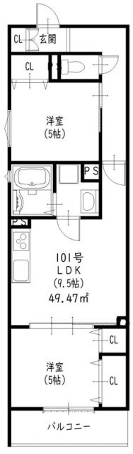 京都市伏見区向島立河原町のアパートの間取り