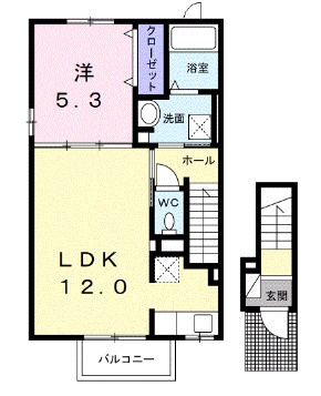名鉄名古屋本線 一ツ木駅 徒歩20分 2階建 築2年の間取り写真
