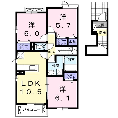 登米市迫町新田のアパートの間取り