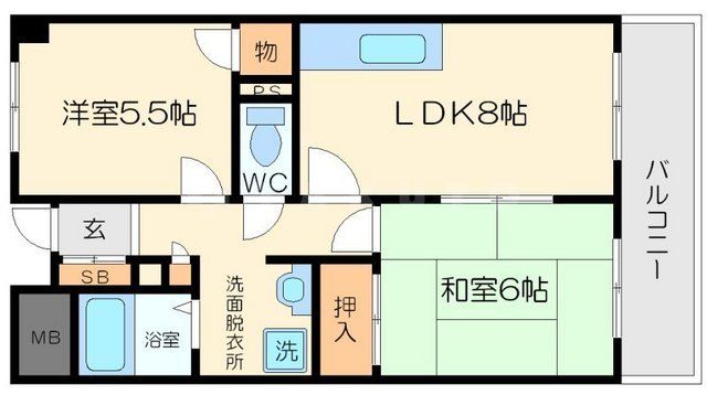 大阪市東淀川区豊里のマンションの間取り