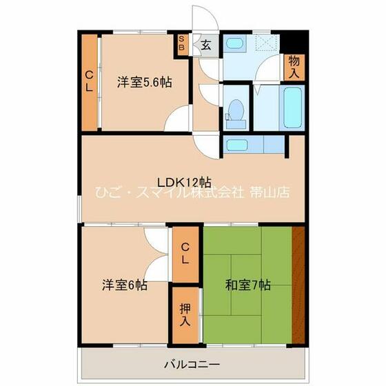 熊本市東区西原のマンションの間取り