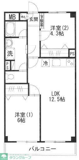 横浜市港北区箕輪町のマンションの間取り