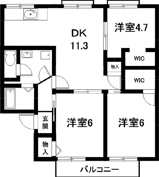 豊川市蔵子のアパートの間取り