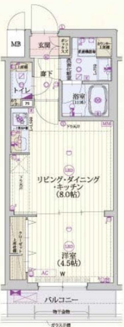 【京都市南区唐橋経田町のマンションの間取り】