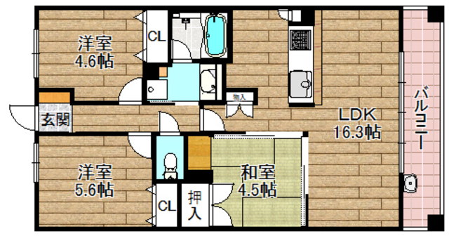 高槻市上本町のマンションの間取り