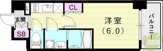 エスリード神戸兵庫駅アクアヴィラの間取り