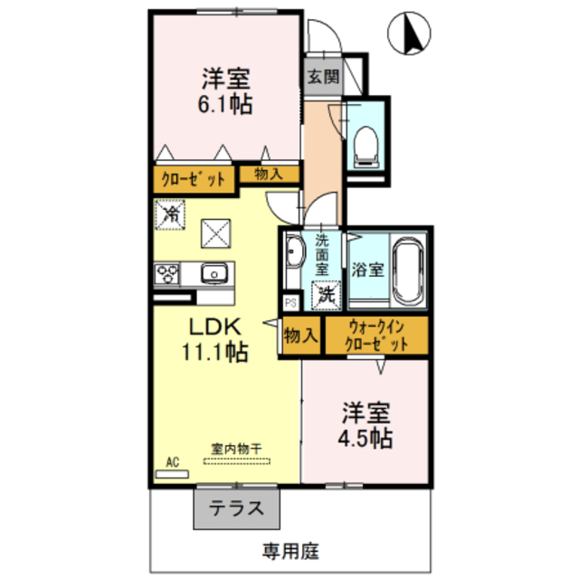 【洲本市桑間のアパートの間取り】