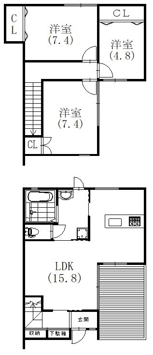 遠州鉄道 上島駅 徒歩26分 2階建 築1年の間取り写真