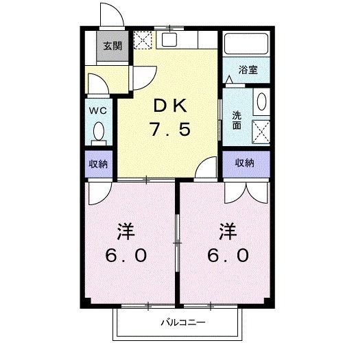 名取市飯野坂のアパートの間取り