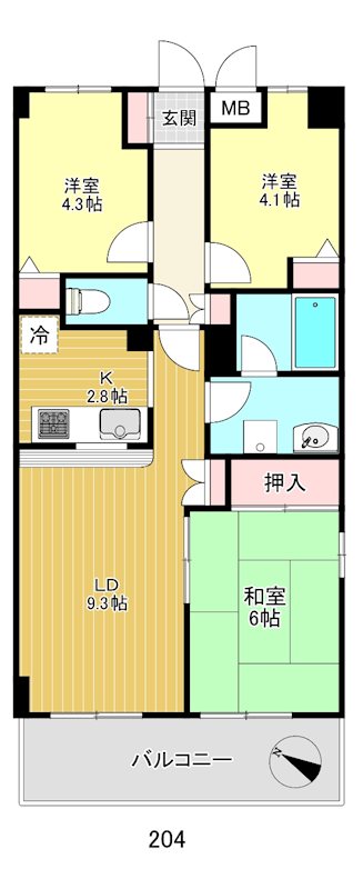 コスモ与野チェロードの間取り