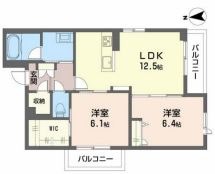 倉敷市鶴形のマンションの間取り