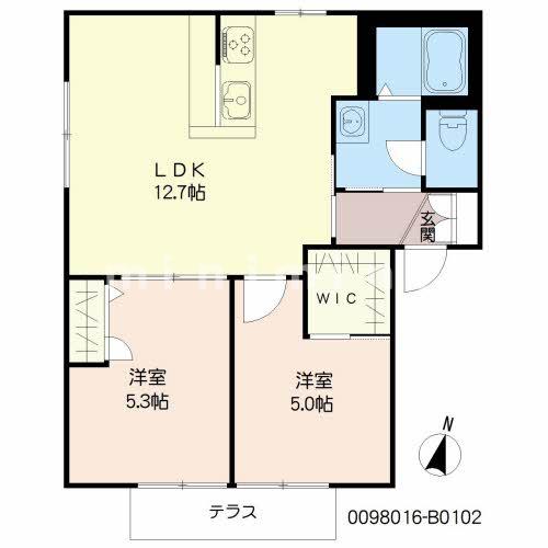 熊本市南区城南町下宮地のアパートの間取り