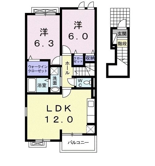 深谷市小前田のアパートの間取り