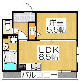 京都市山科区大宅打明町のアパートの間取り