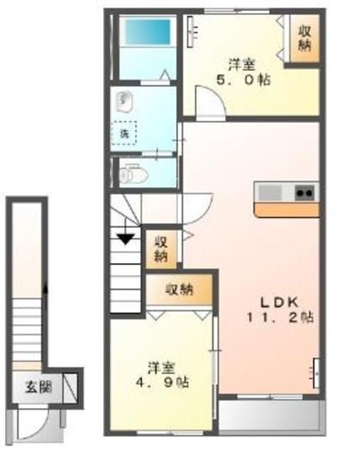 比企郡滑川町月の輪のアパートの間取り