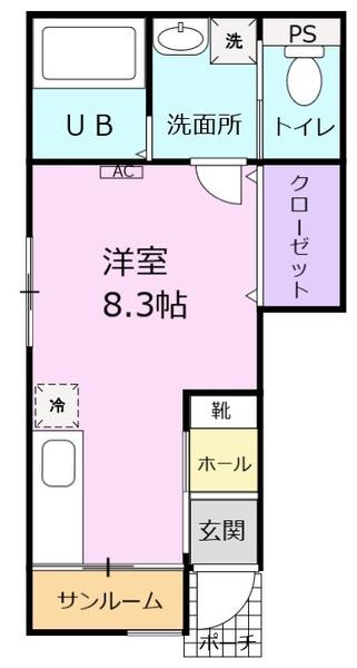 富山市五福のアパートの間取り